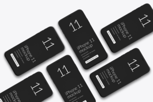 iPhone 11 Isometric App Design Black Mockup