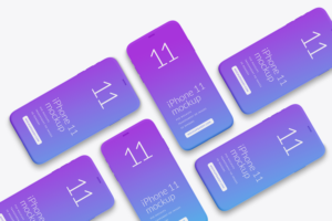 iPhone 11 Isometric App Design Gradient Mockup