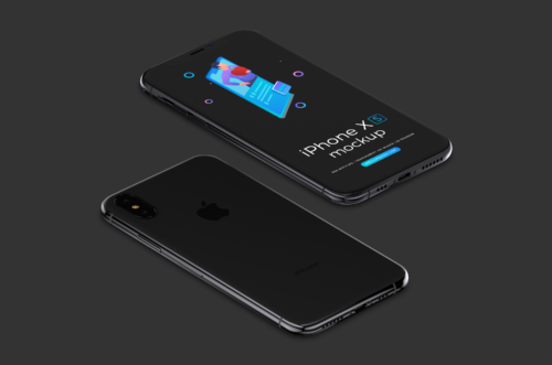 iPhone Xs Space Grey Mockup 08 Psd