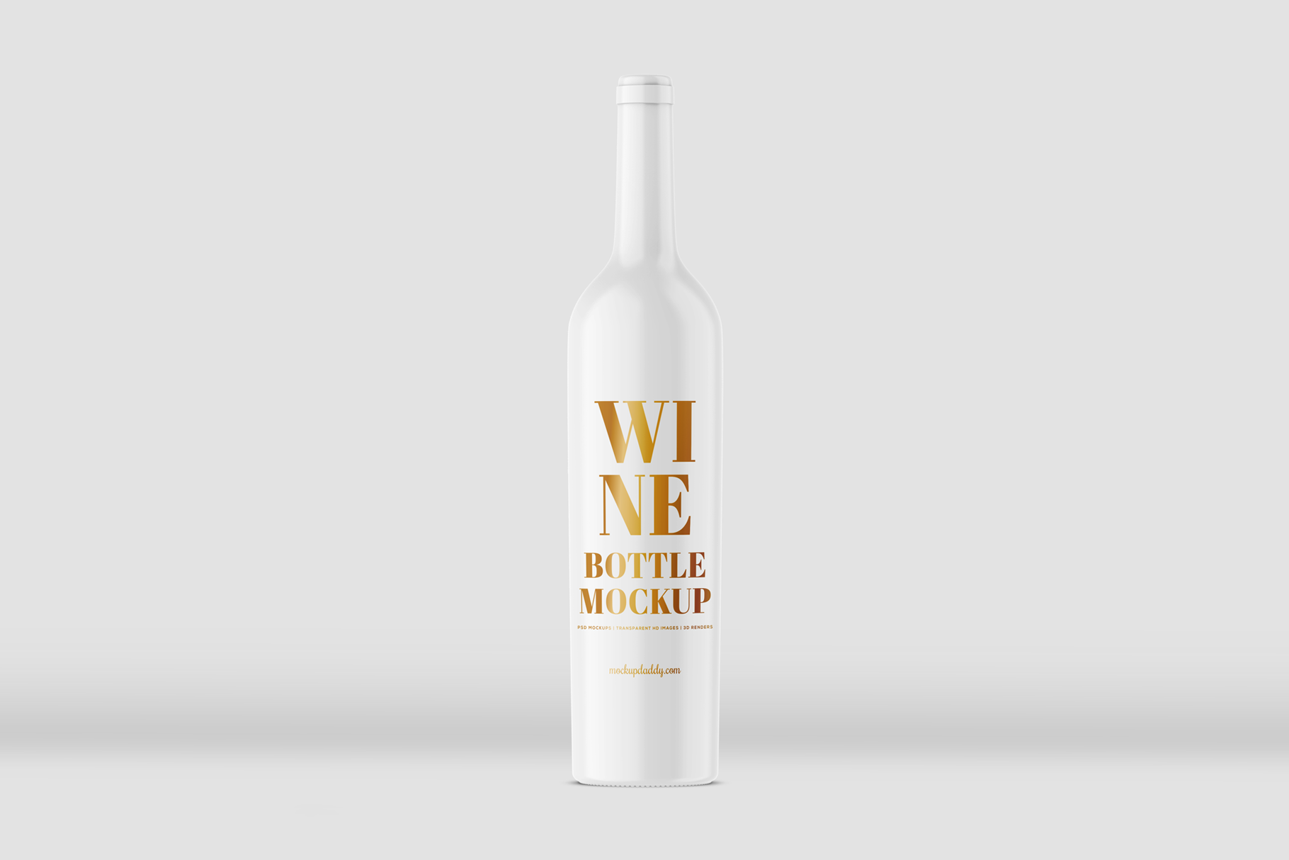 White Wine Clay Bottle Mockup with golden text