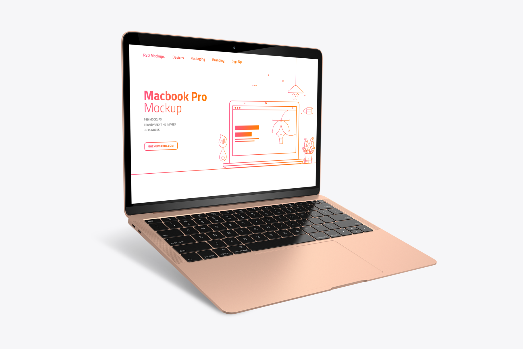 Latest Macbook Air Gold Mockup Angle