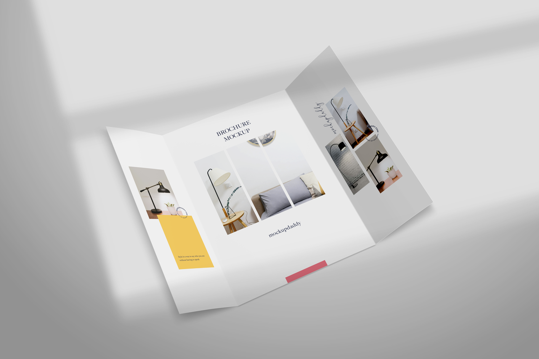 Editable A5 bi-fold brochure mockup with geometric design