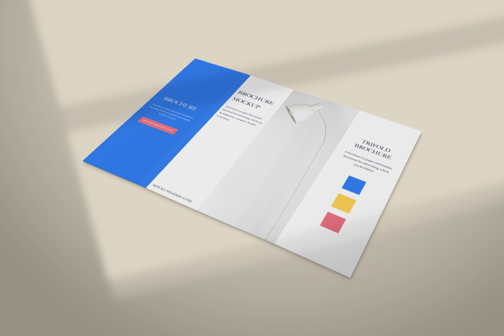 Editable A4 gate fold brochure mockup with geometric design