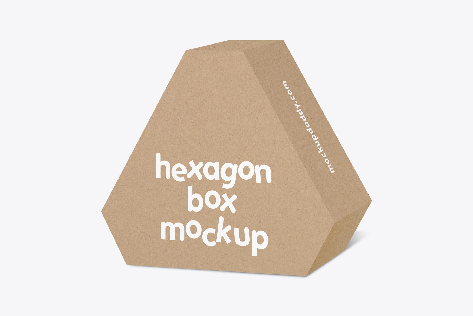 Hexagon Box Mockup in brown color on white background