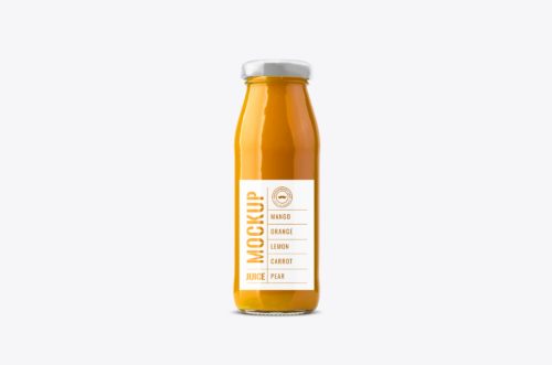 Mango Glass Bottle Juice Label Mockup