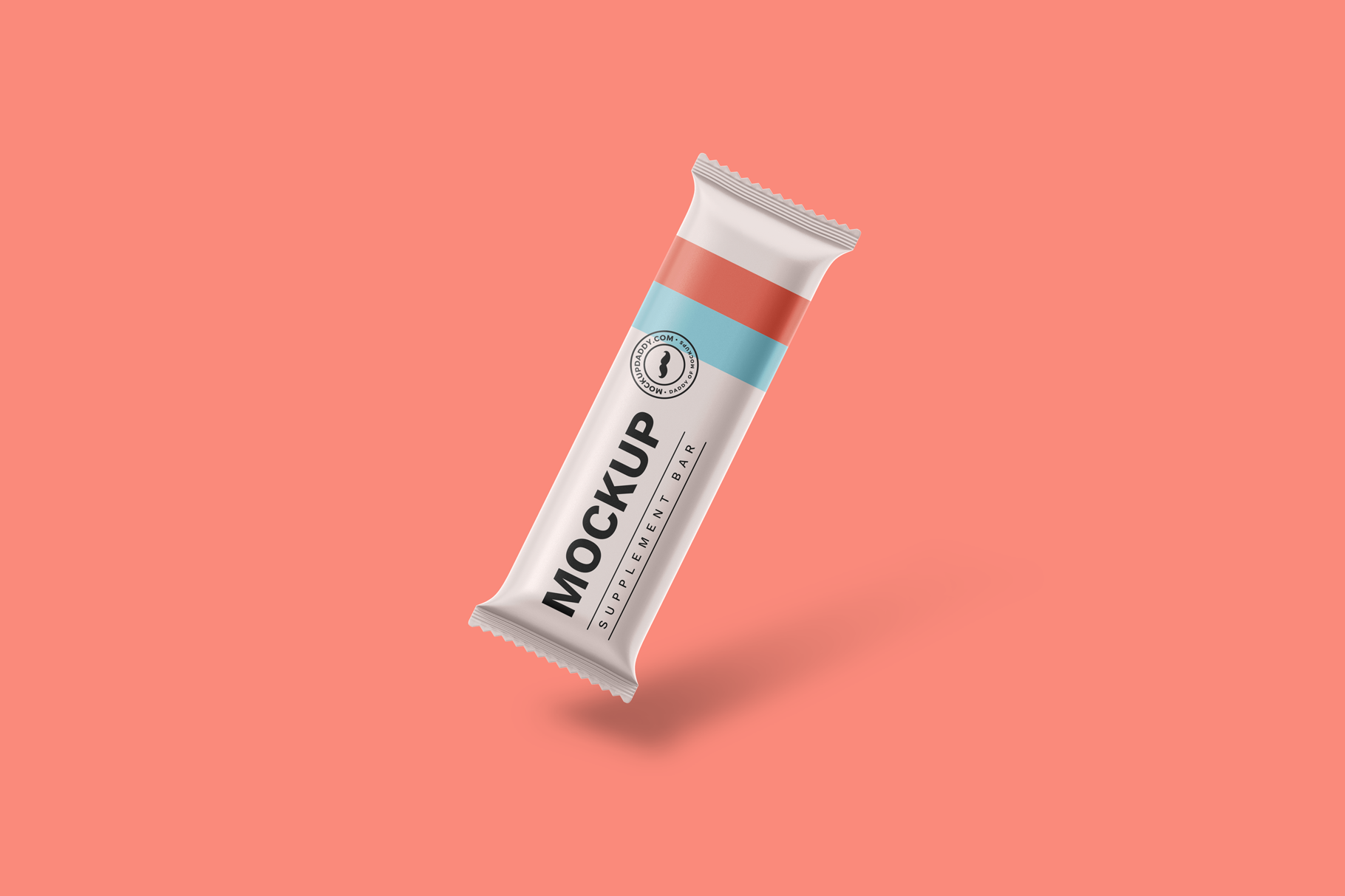 Protein Bar Free Psd Mockup in white color on red background.
