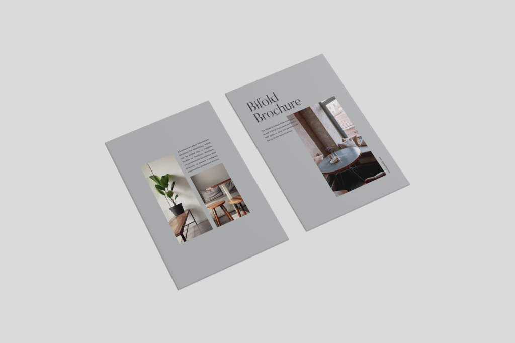 Open A4 landscape brochure mockup in perspective view