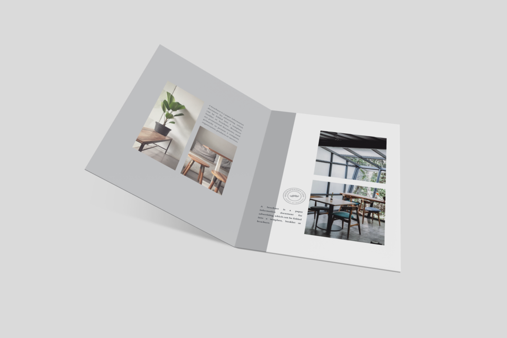 Editable A4 bi-fold brochure mockup with geometric design