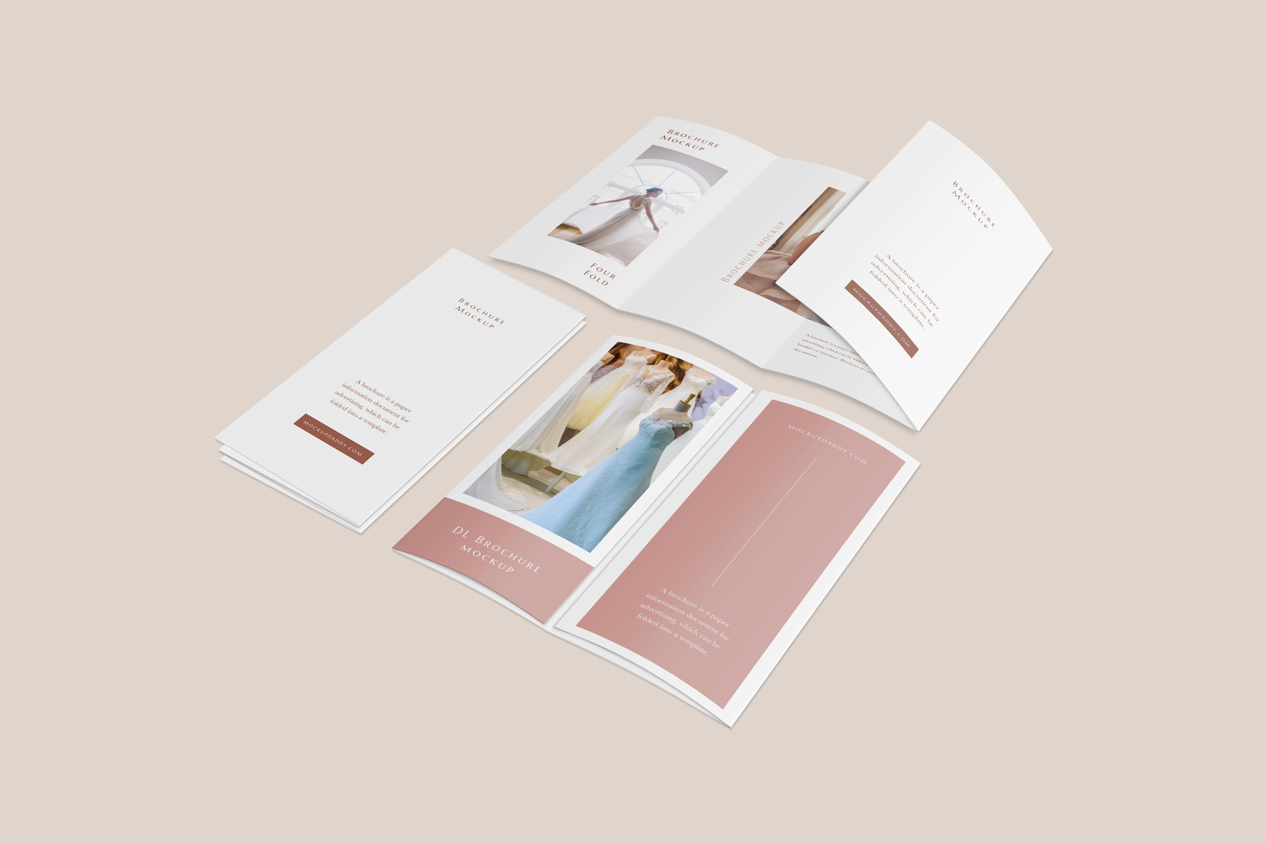 Free DL bi-fold brochure mockup with colorful design