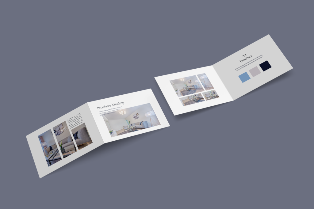 3D A4 landscape brochure mockup with geometric shapes