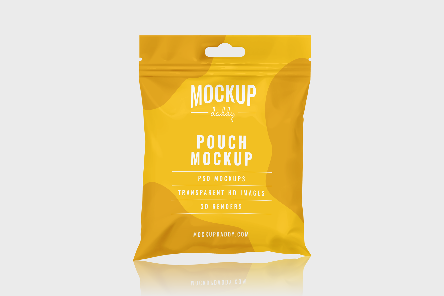 Yellow packaging pouch mockup on a white background