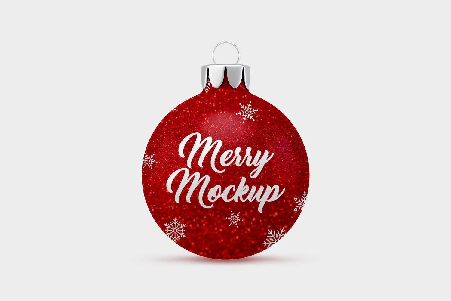 Red and gold Christmas ornament mockup with a snowflake pattern