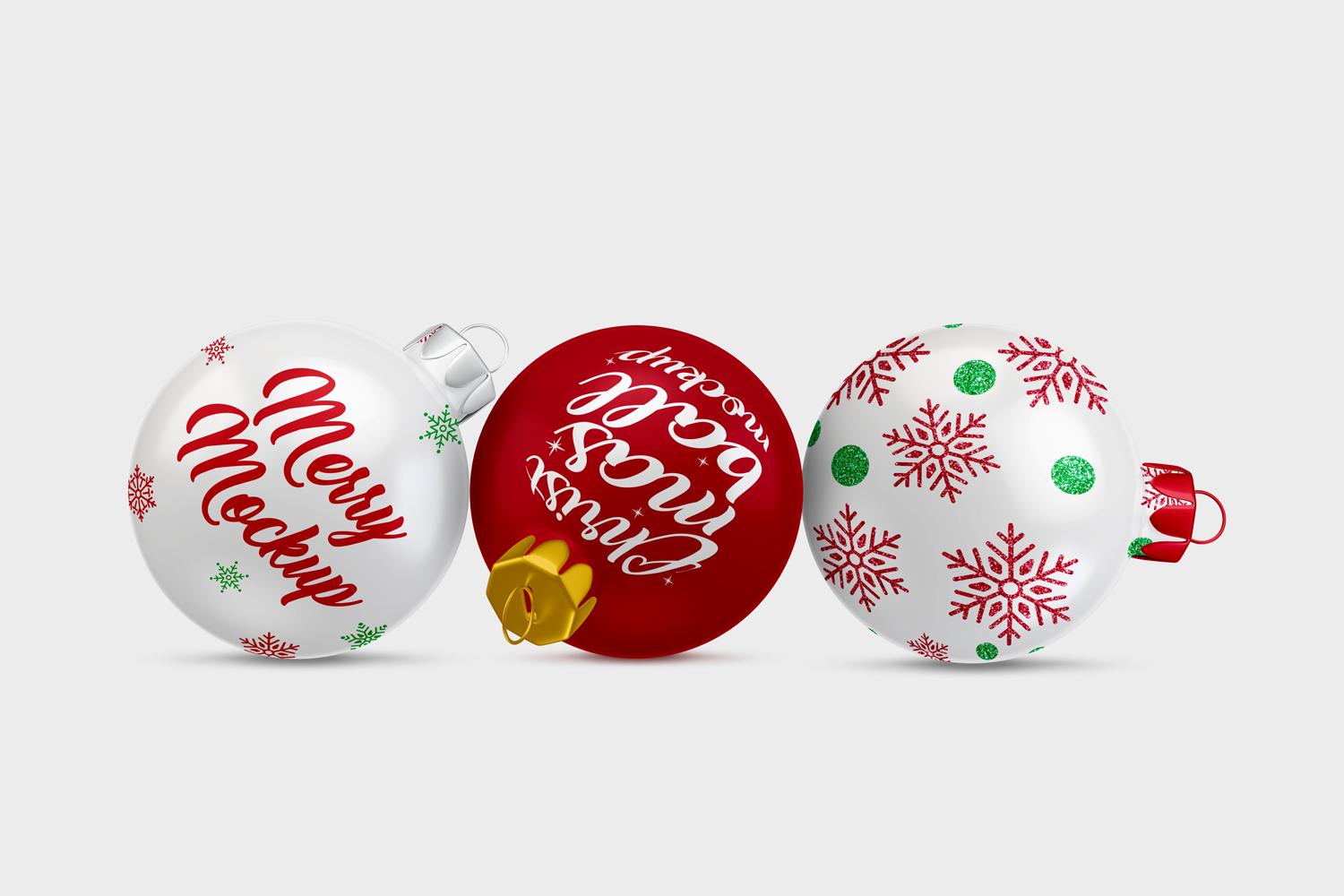 Animated Christmas tree ball mockup with red and gold ornaments