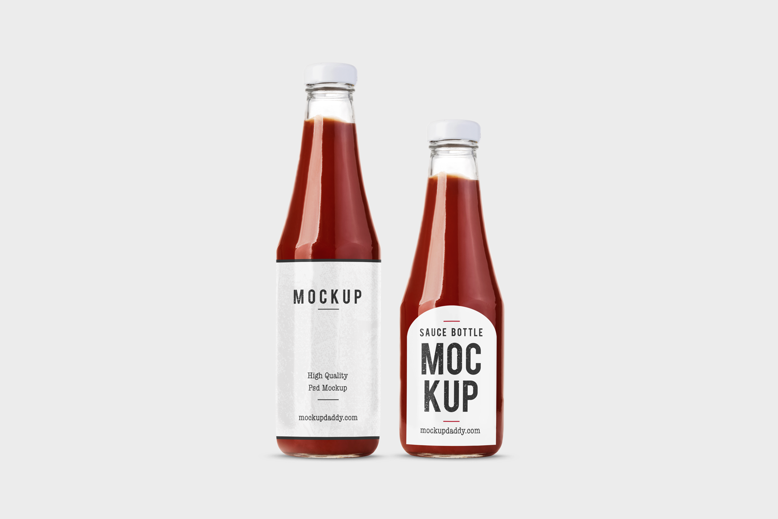  Two size Glass Ketchup Bottles with customizable lable.