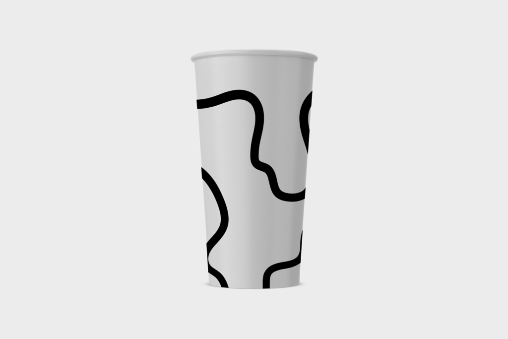 White Takeway coffee cup mockup with black design.