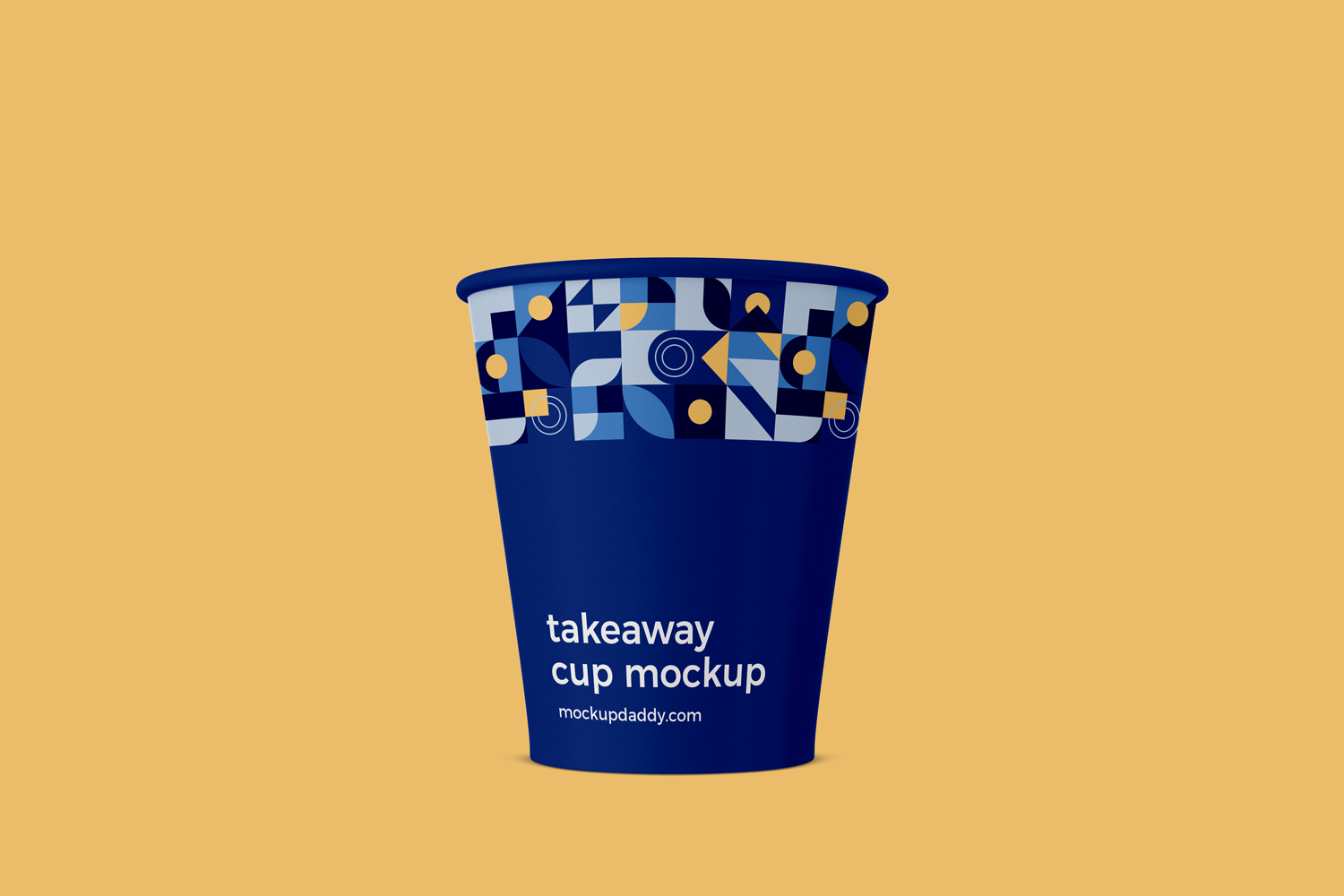 Blue color takeaway cup mockup with abstract design
