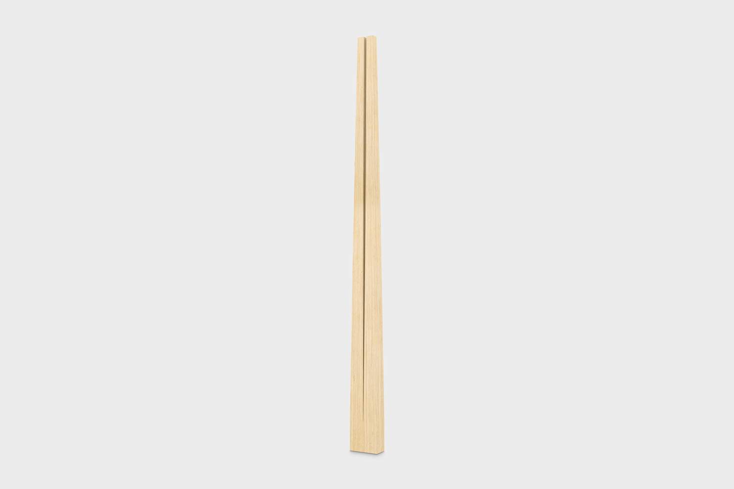 Digital mockup of two wooden chopsticks in open packaging.