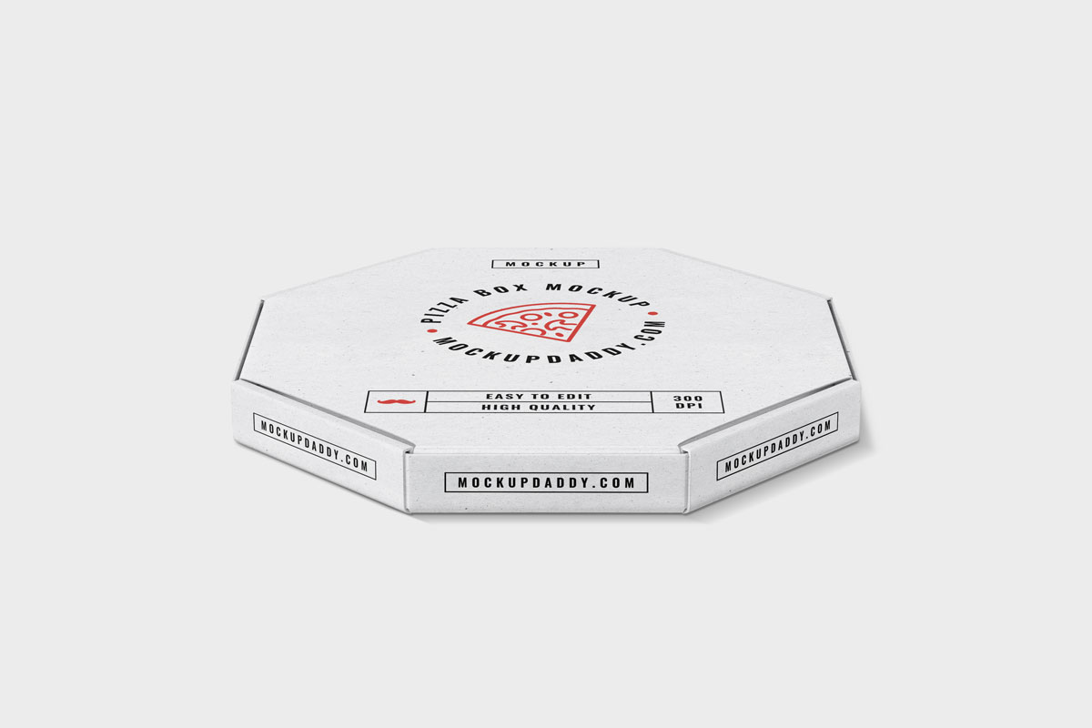 White round pizza box mockup on white background