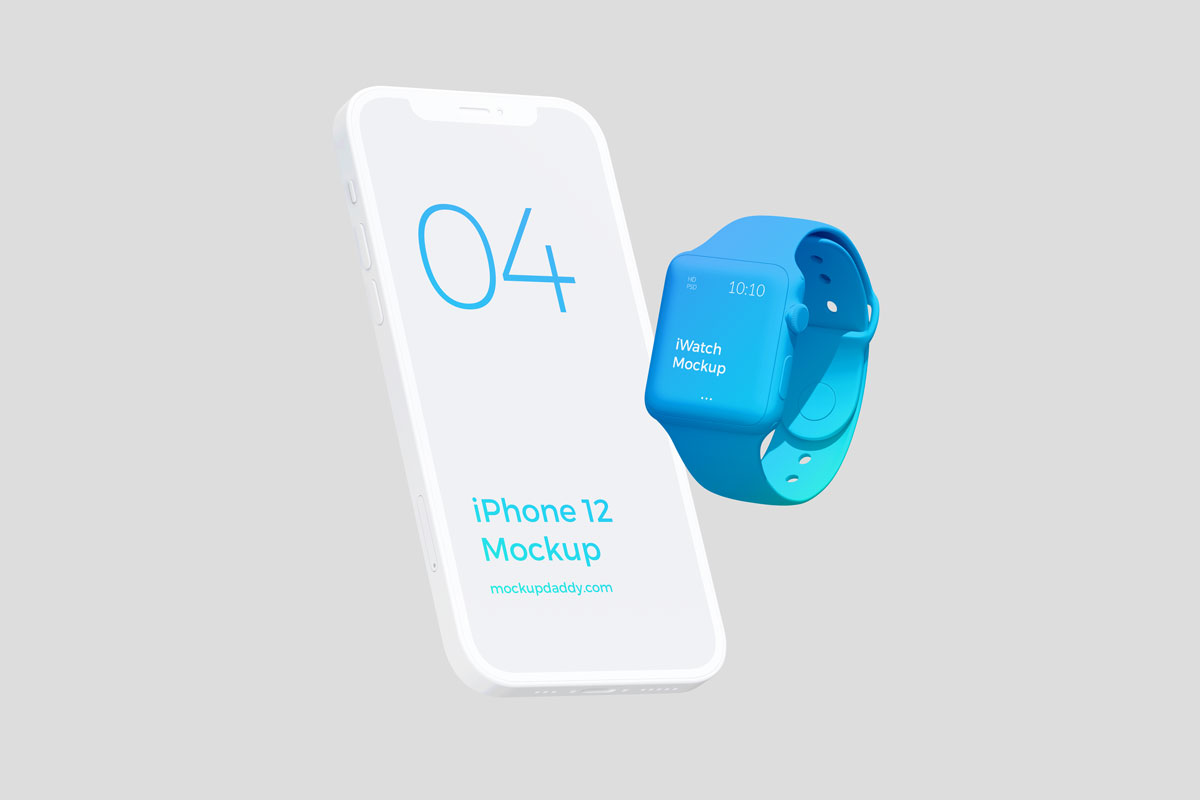 iPhone 12 and iWatch Clay Mockup