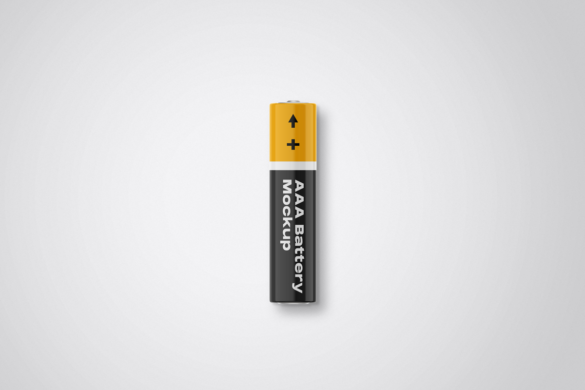 AAA Battery Mockup in yellow and black 