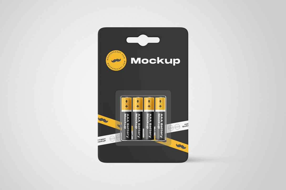 AAA Battery Psd Mockup in black color