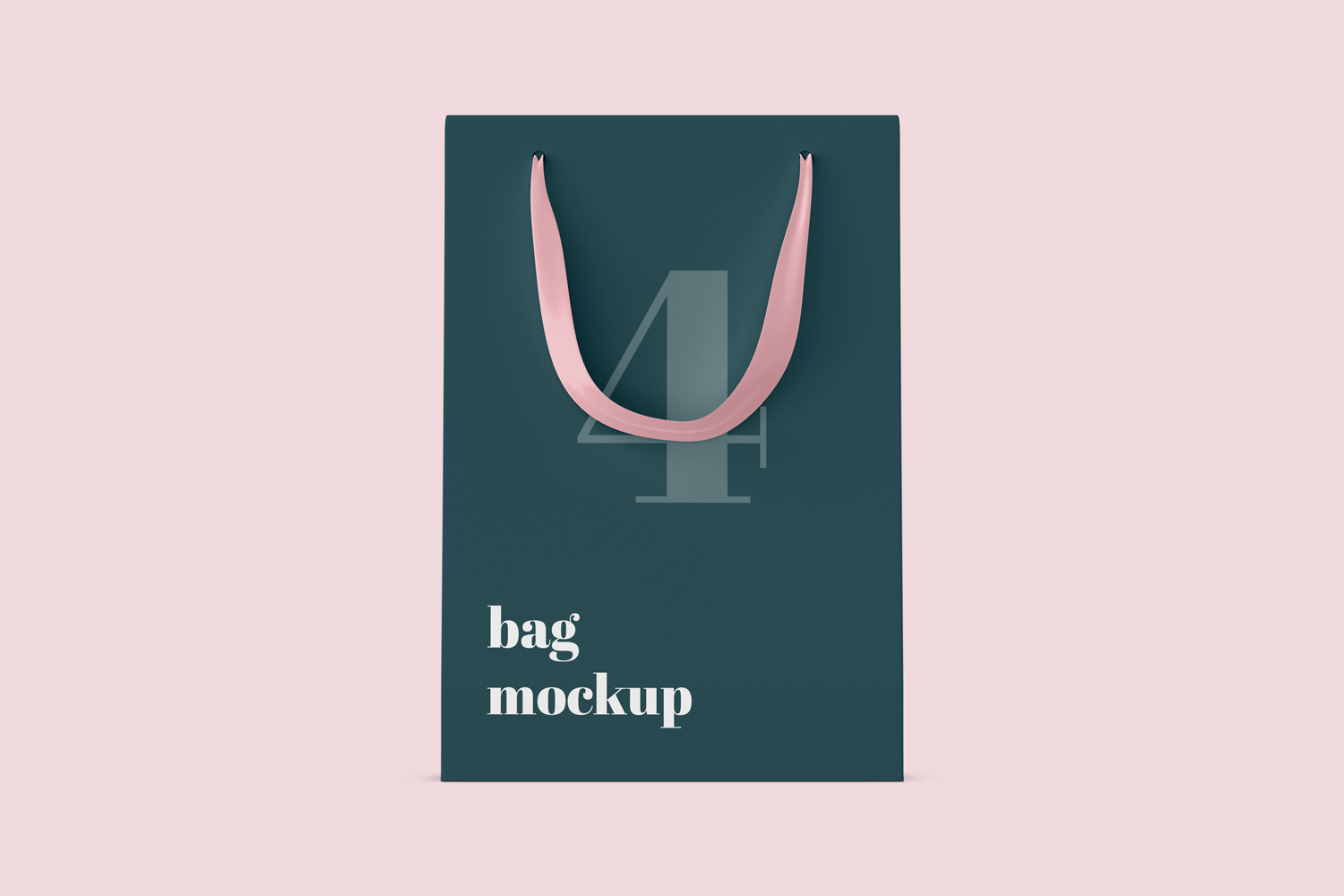 Black shopping bag mockup with pink handle on pink background