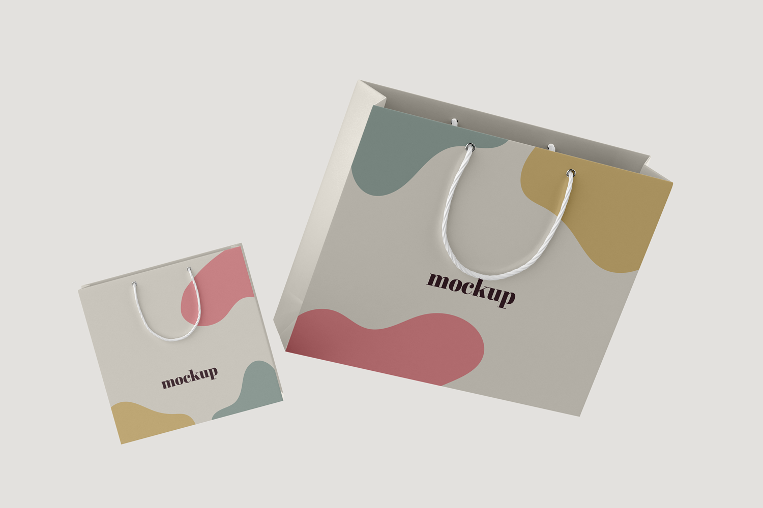 PSD mockup of two stacked shopping bags.
