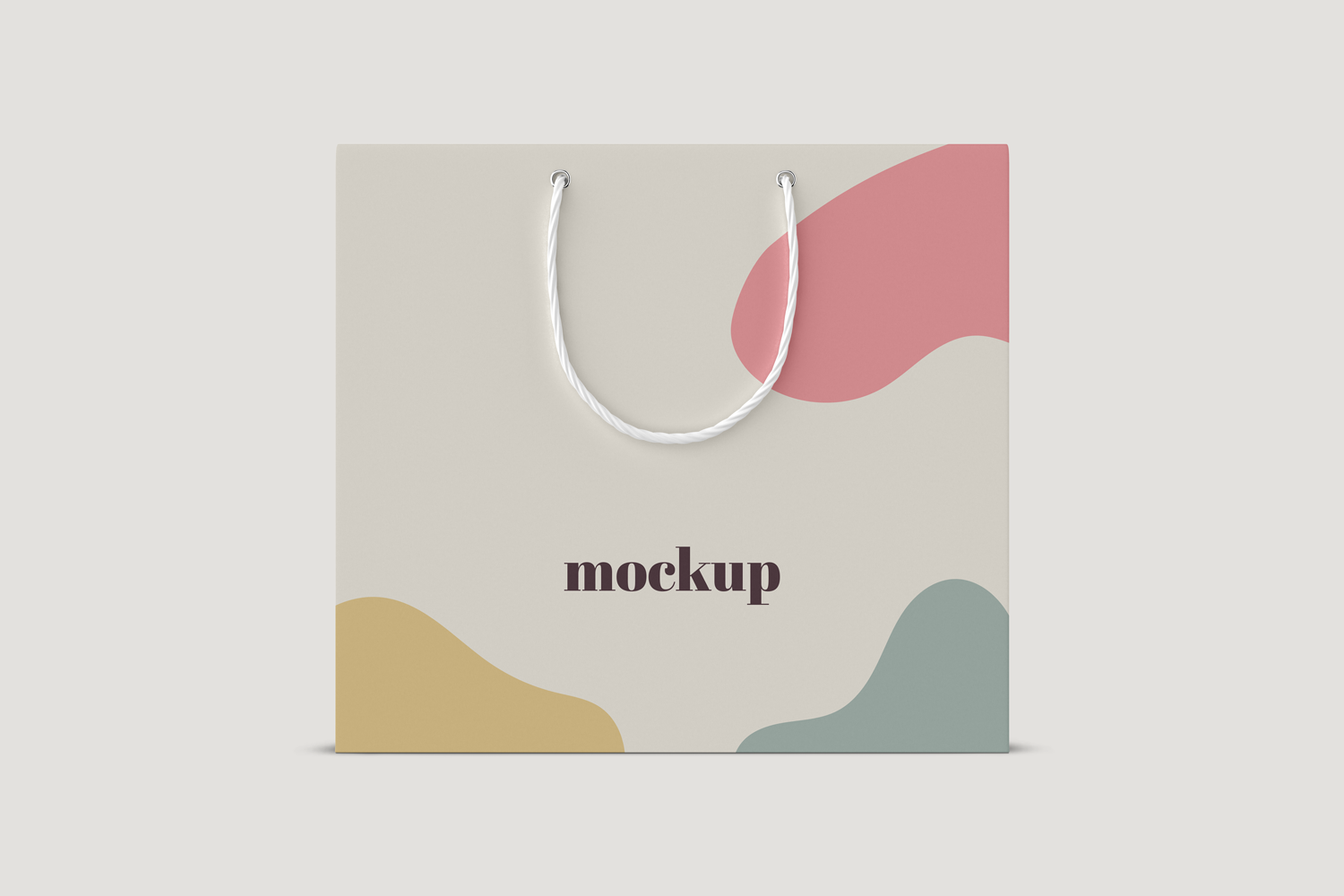 Mockup of reusable shopping bag with colorful design.