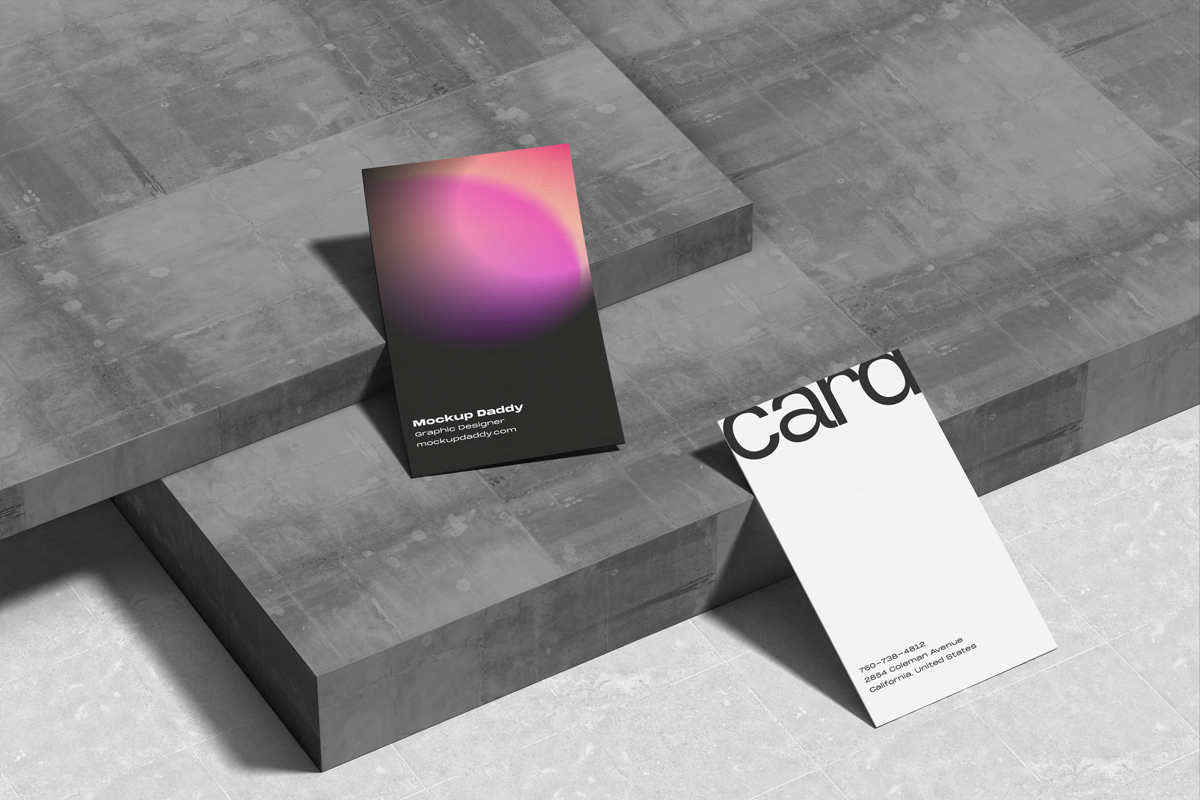 3D mockup of pink and black stationery branding