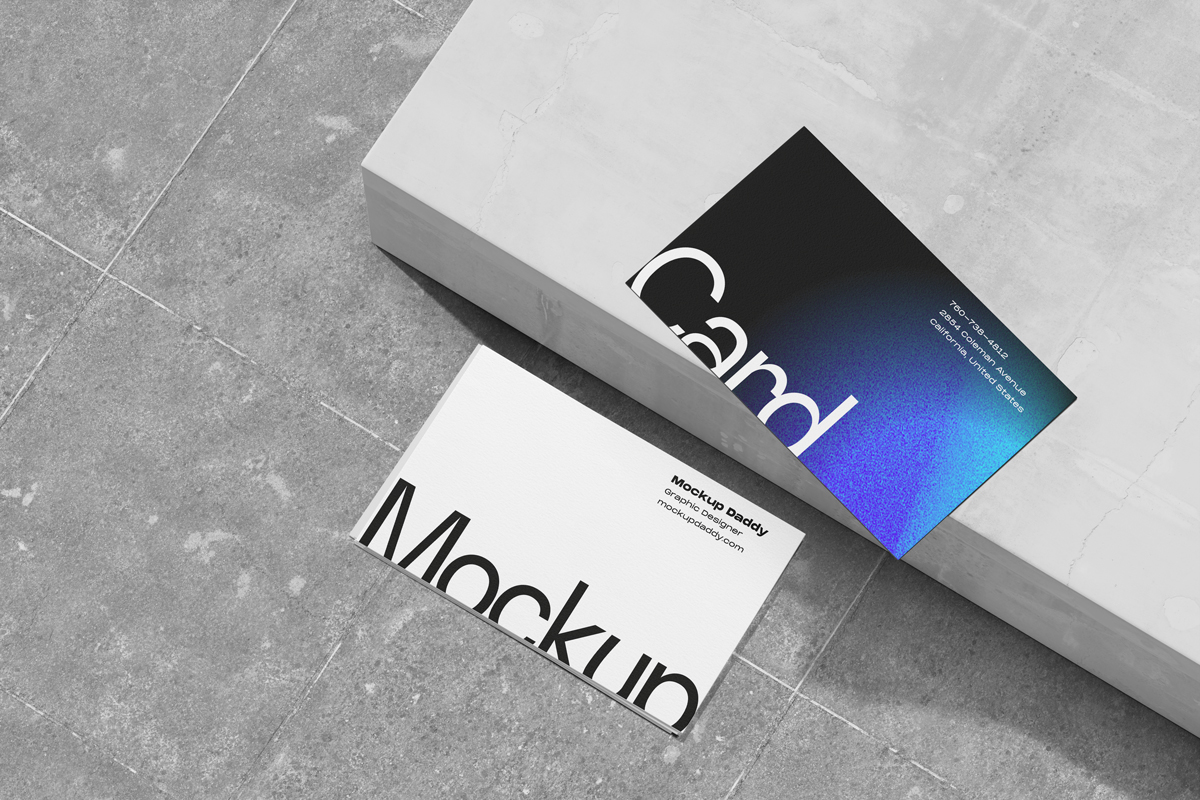 Stationery branding mockup with business cards and box
