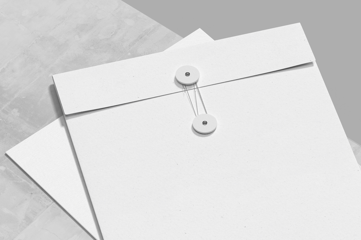 Close-up mockup of a white envelope with a branding design