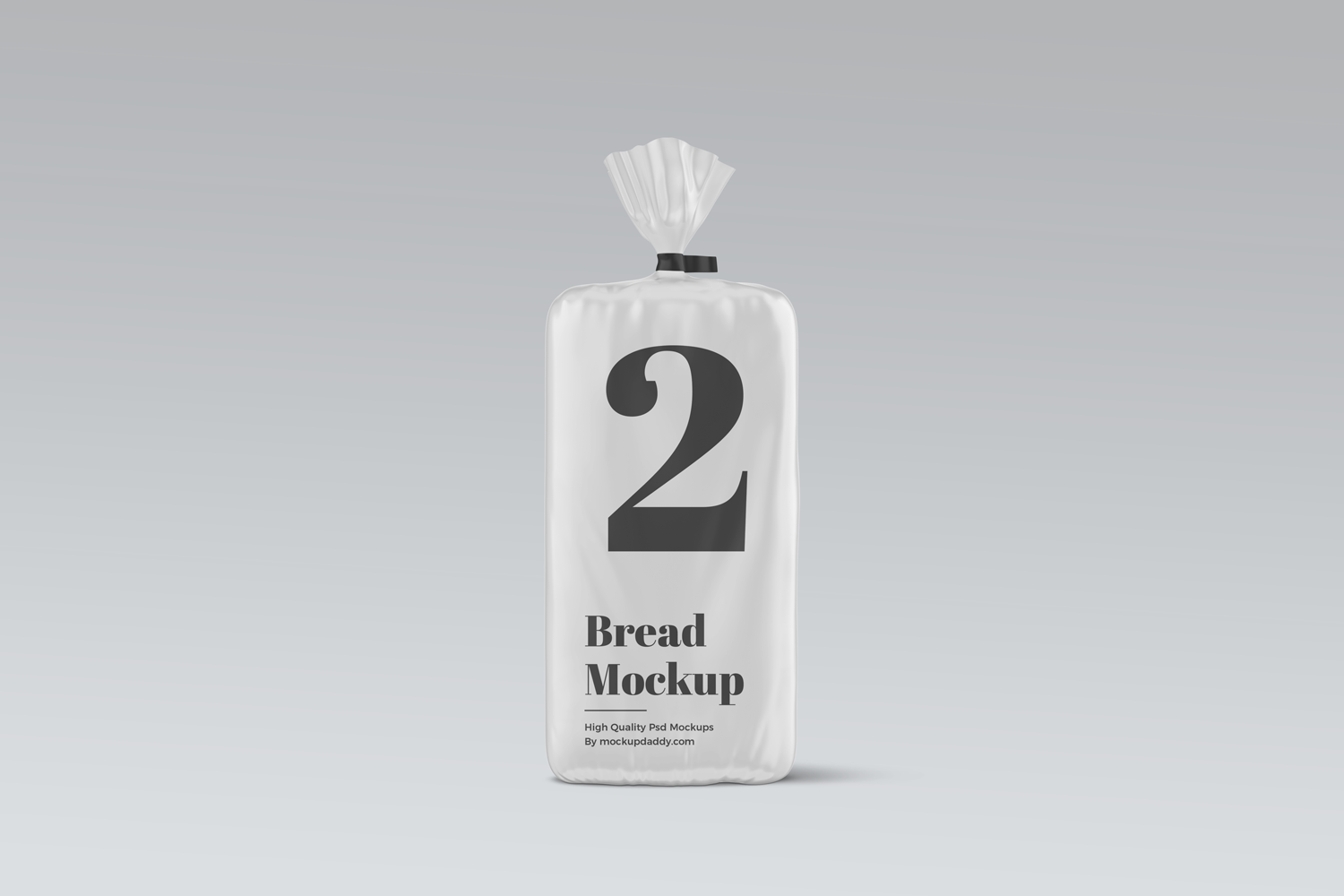 White medium size bread packaging mockup with black ribbon.