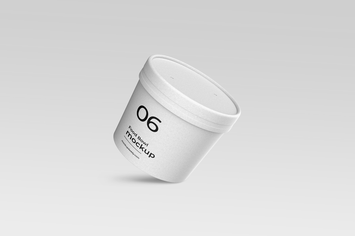 White plastic bucket with lid on white background.