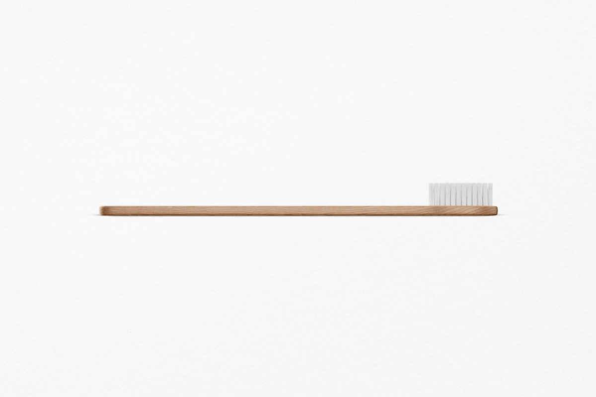 Bamboo Toothbrush mockup with side look on white background