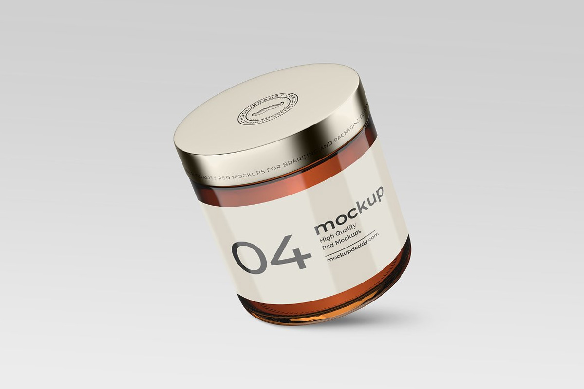 Cosmetic cream packaging jar mockup with sliver lid
