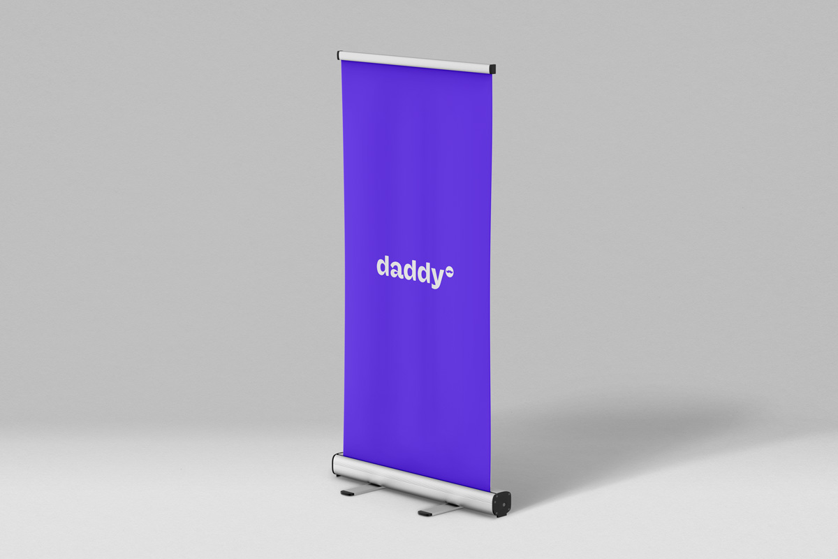 Free-standing banner mockup with customizable graphics