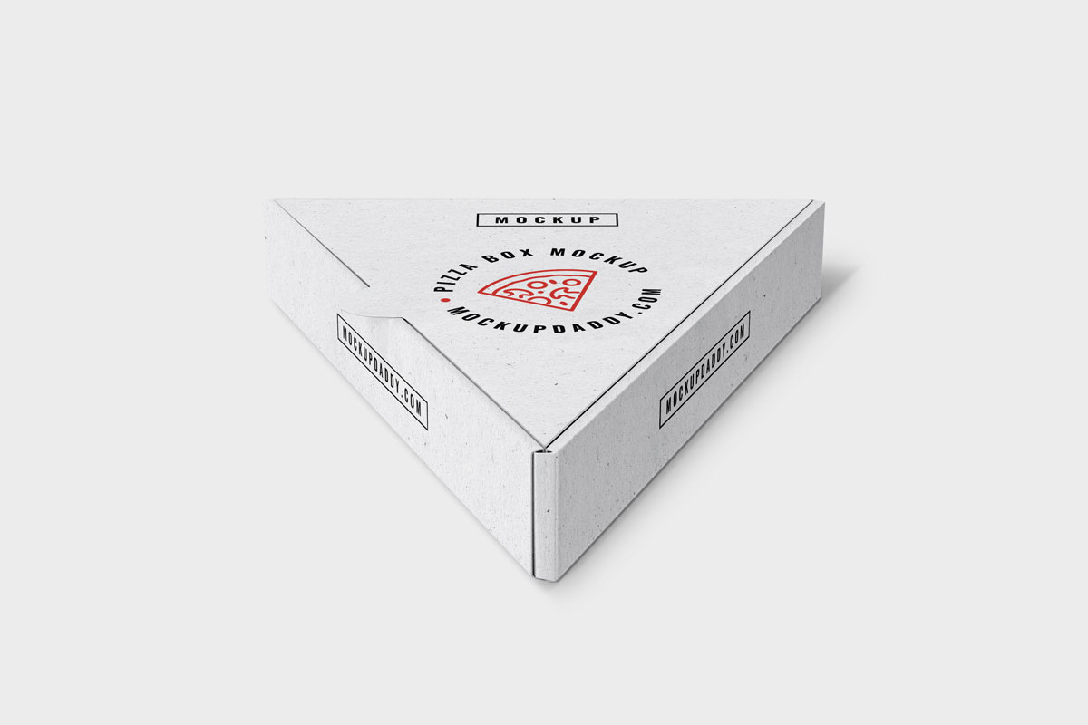 White Triangle Pizza Box Mockup on white background