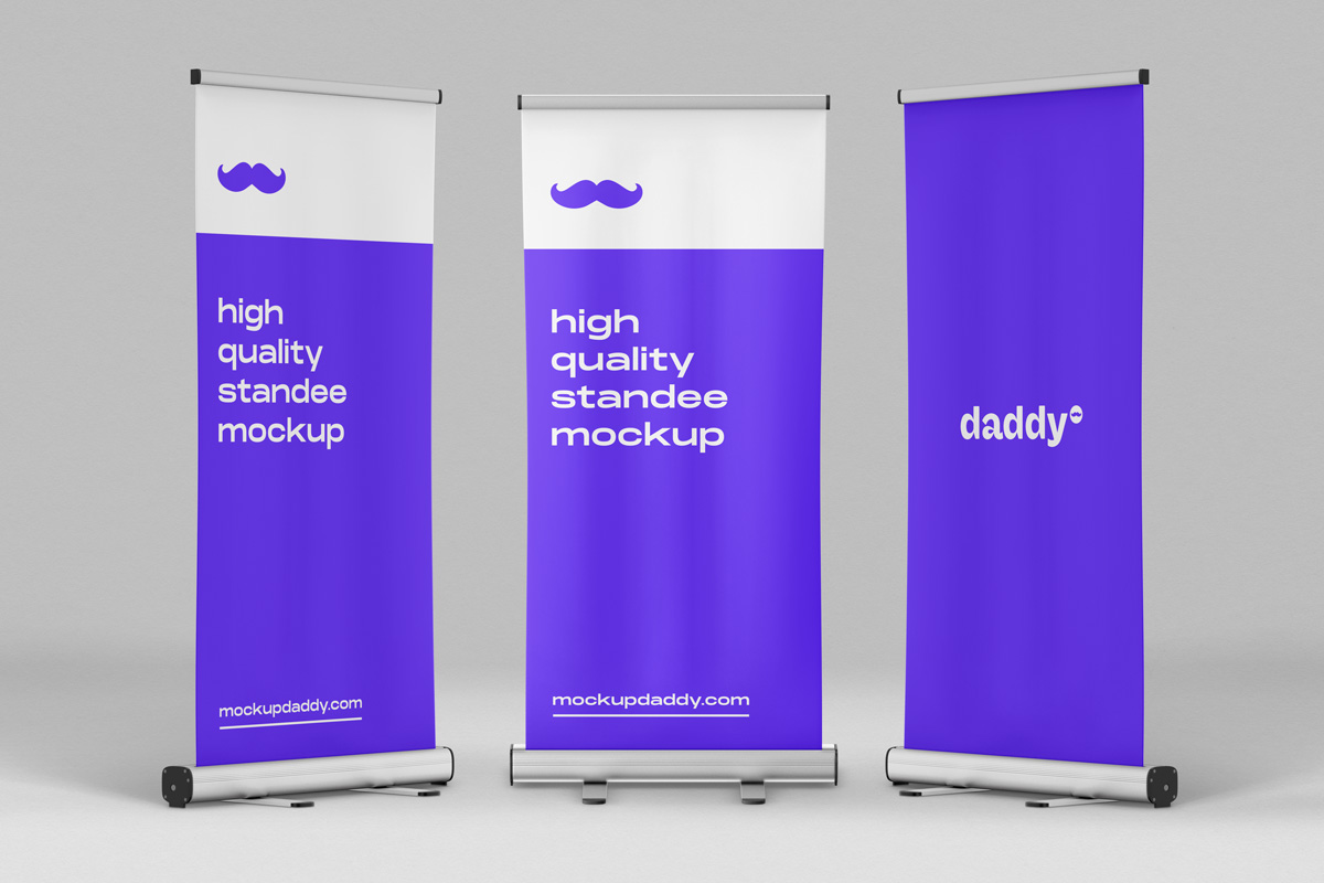 High-quality digital standee mockup with customizable design