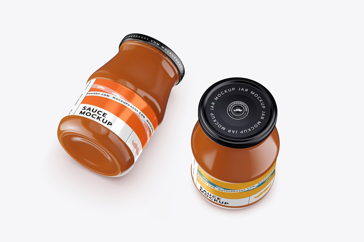 Stack of glass jars in a photorealistic mockup