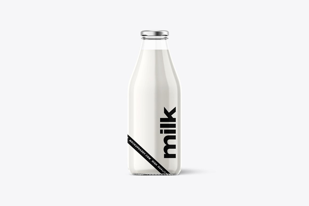 PSD mockup of glass milk bottle,