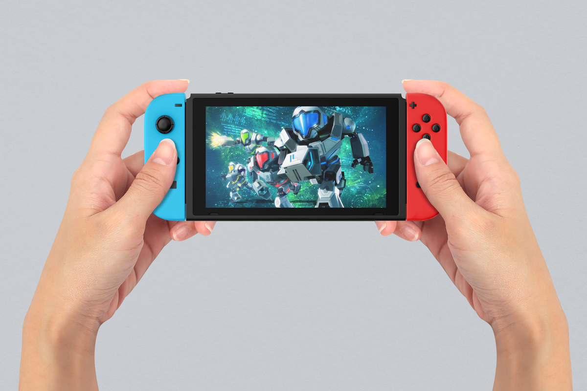 Nintendo Switch in Hand Mockup