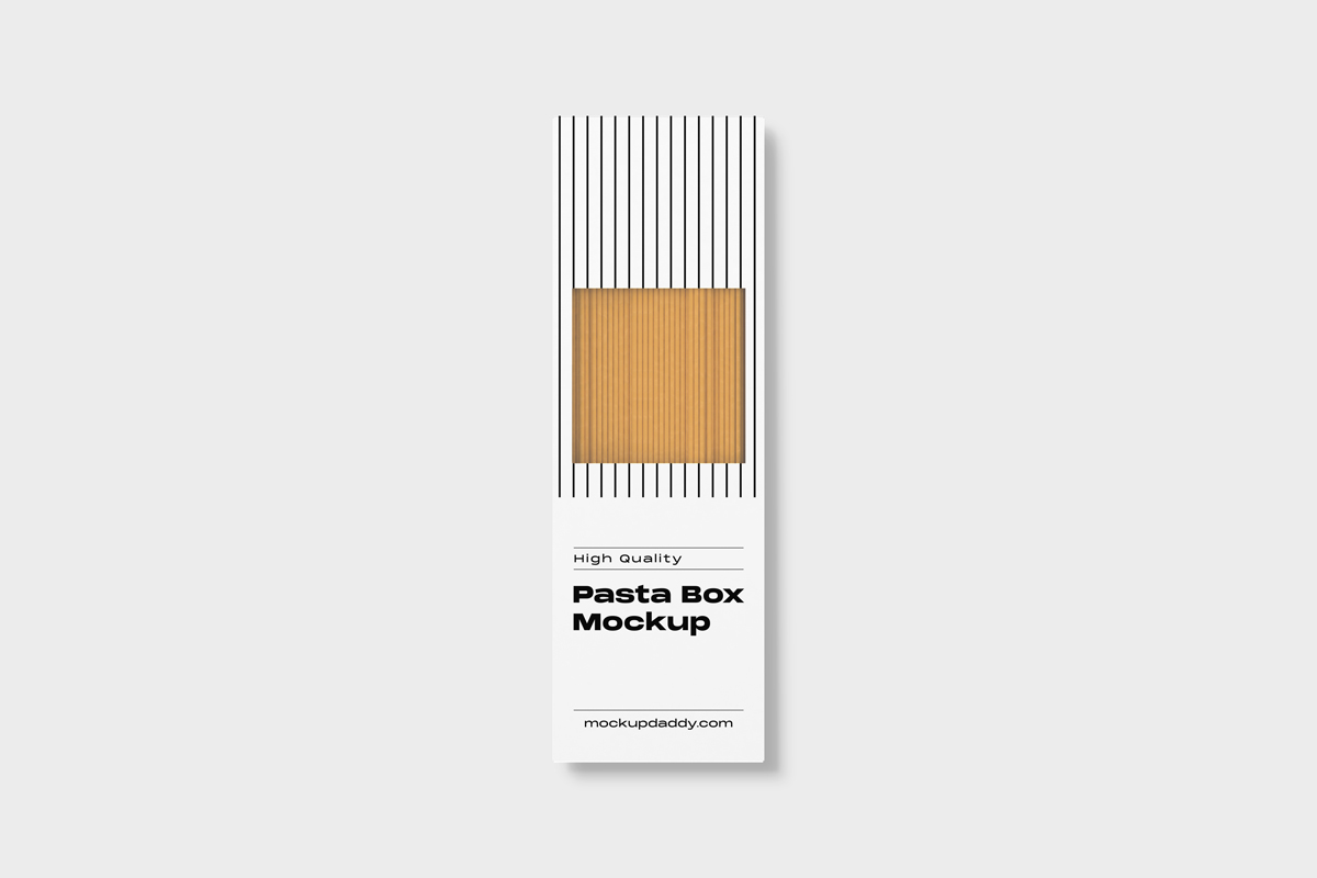 Mockup of a box of pasta with customizable label