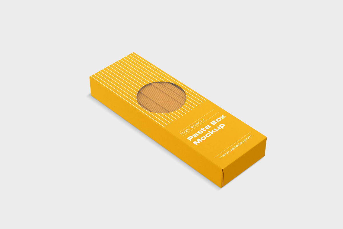  Yellow Pasta Packaging PSD Mockup 