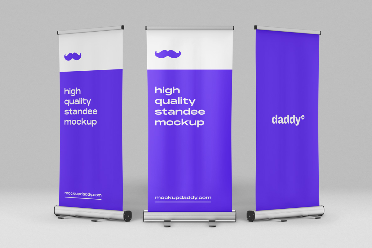 Digital standee mockup with customizable graphics in 3D