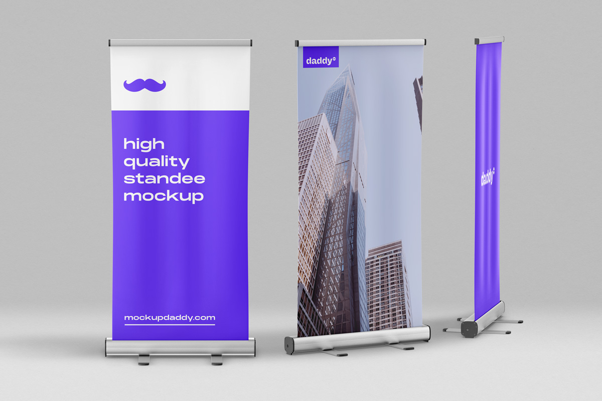 Digital standee banner mockups in multiple variations