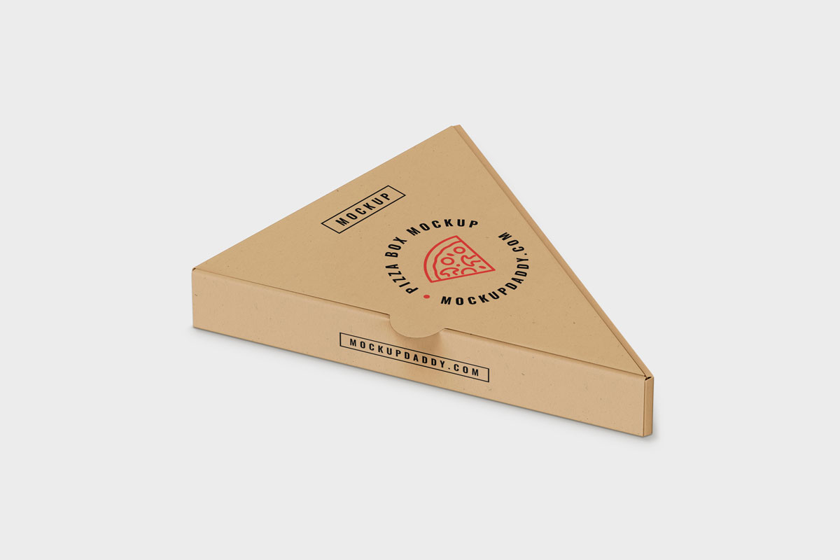  Brown Triangle Pizza Box PSD Mockup