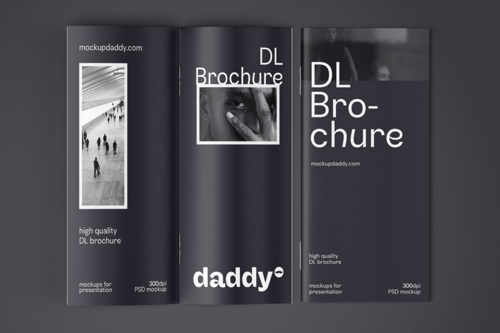 Tri-fold vertical brochure mockup