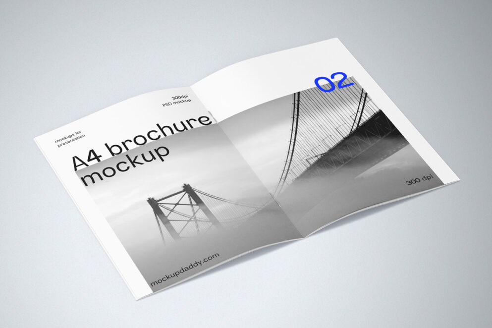 Open A4 landscape brochure mockup, softcover