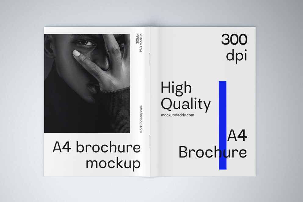 A4 bi-fold landscape brochure mockup, high-resolution