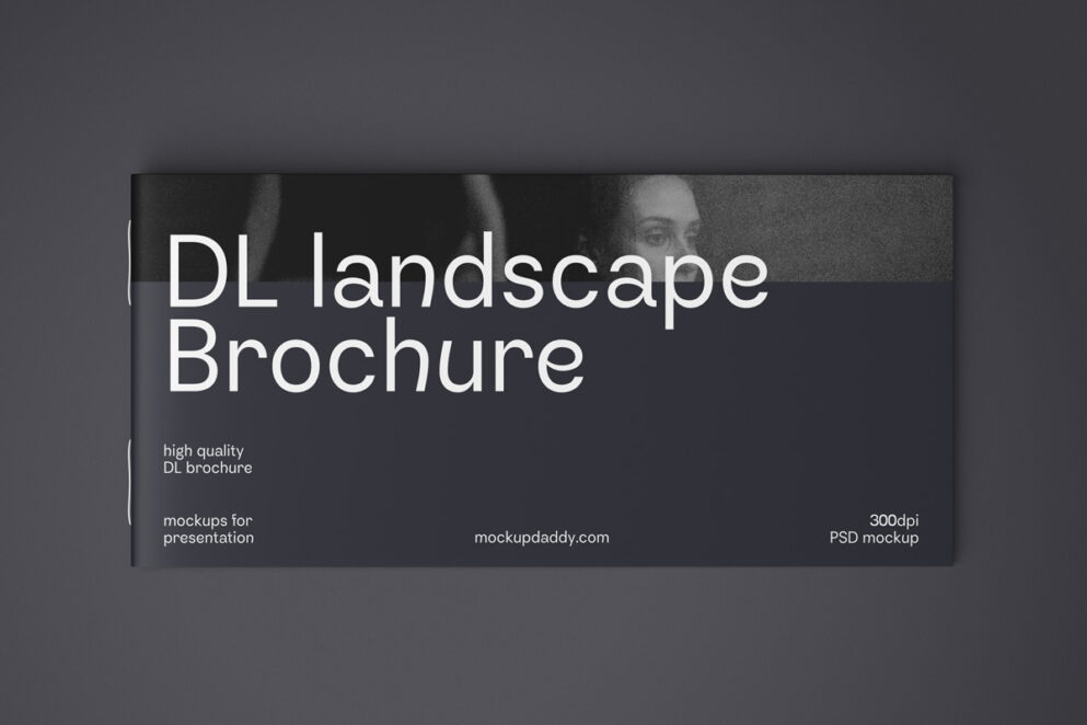 Landscape brochure mockup with a colorful abstract design
